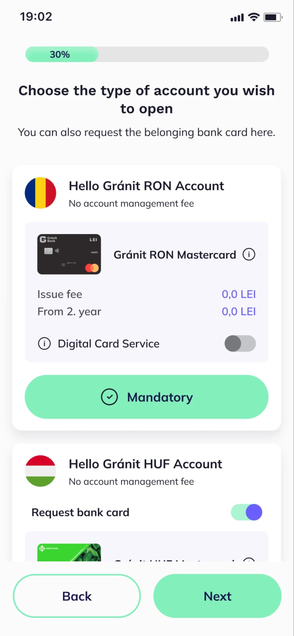 Select account type